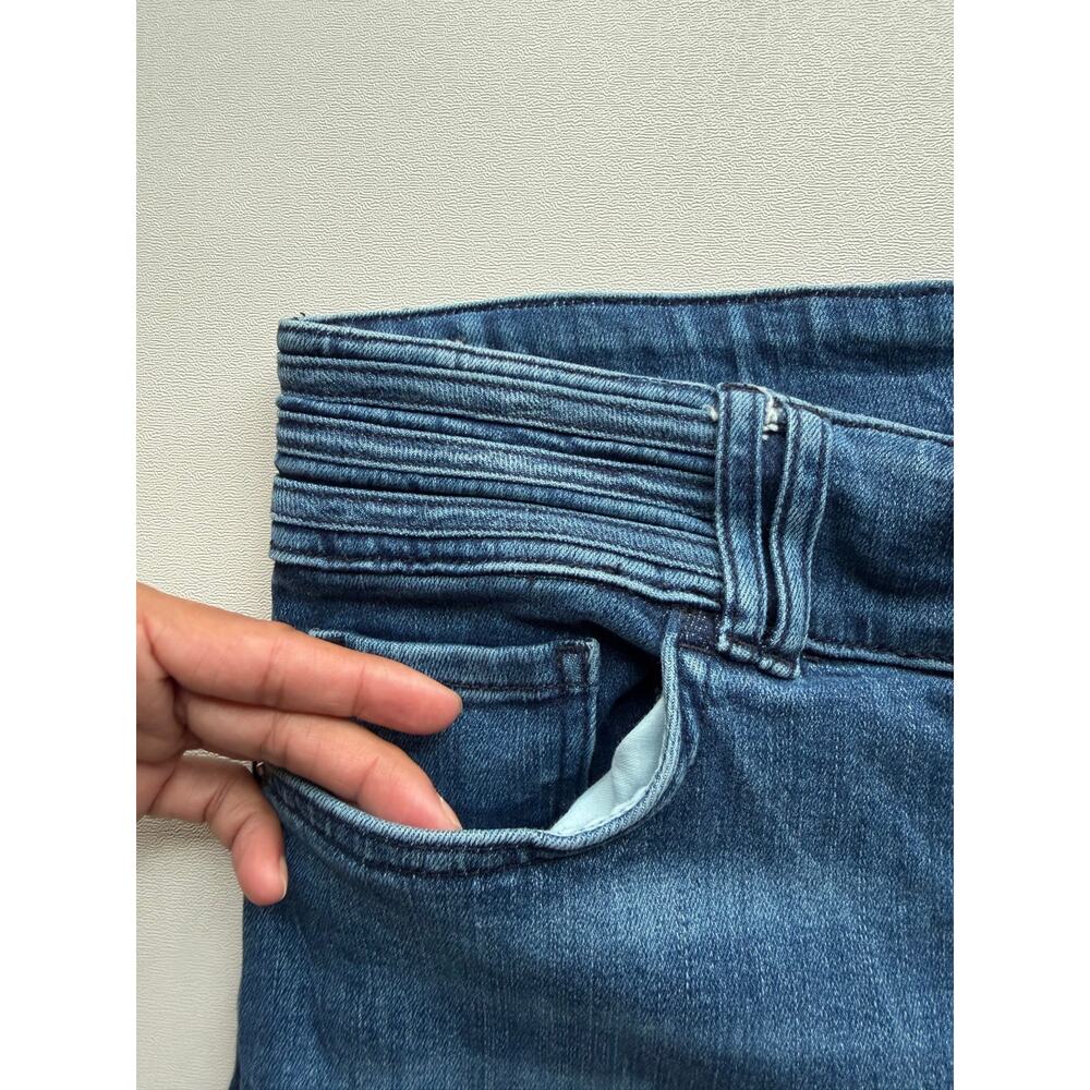 Frame Women's Medium Wash Blue Le High Flare Ruched Waistband Jeans Size 29 - Picture 4 of 13